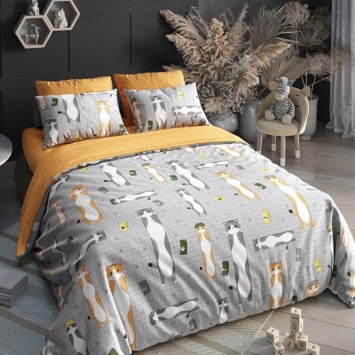 Постельное бельё из поплина Bambino 1,5-спальное (70х70), диз.Кот-батон